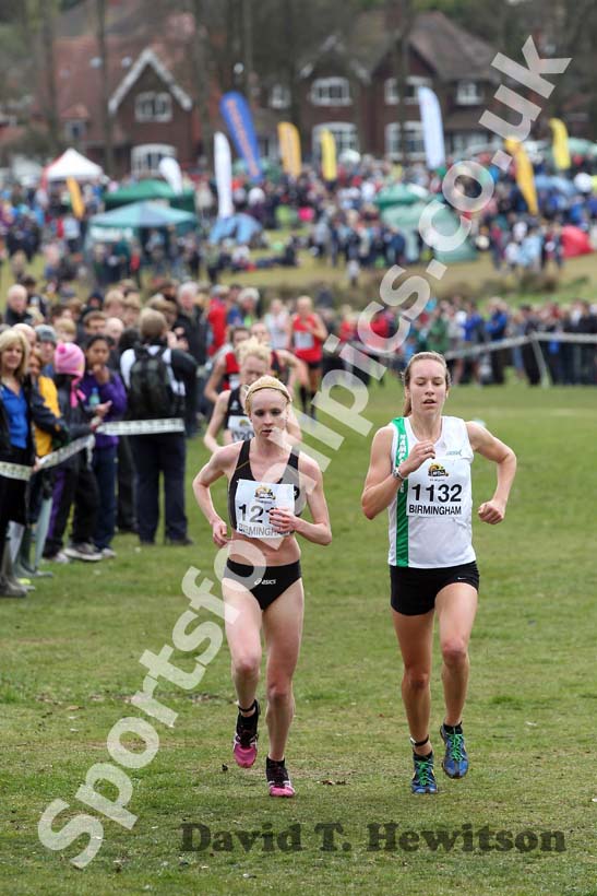 Gemma Steel (Leicestershire) and Steph Twell lead in the Senior Womens McCain Inter Counties Cross Country, Cofton Park, Birmingham.